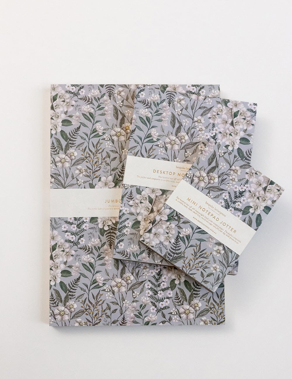 BESPOKE LETTERPRESS Ivory Garden  Desktop Notepad Jotter Mini