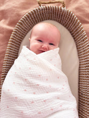 ALIMROSE Muslin Swaddle Certified Cotton Organic Pink Stars