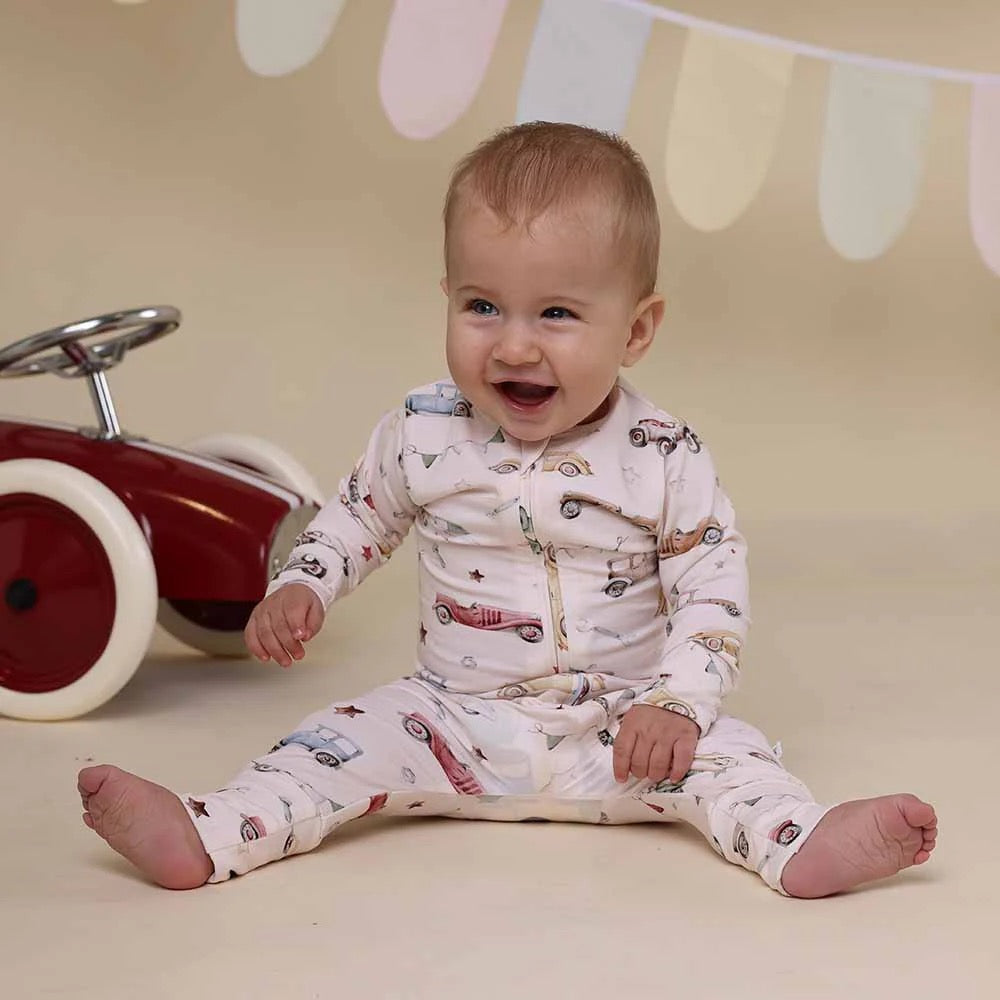 Vintage Cars Organic Snugglesuit Convertible Romper