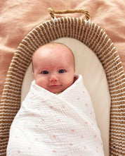 ALIMROSE Muslin Swaddle Certified Cotton Organic Pink Stars