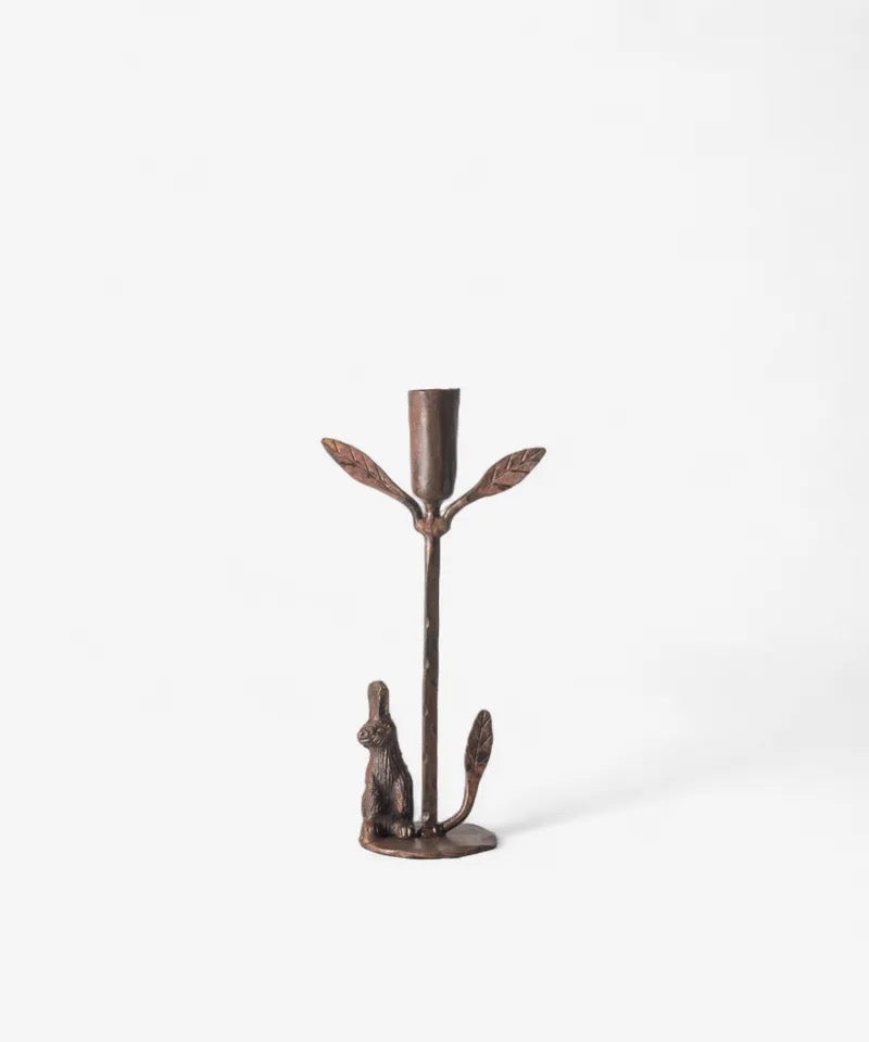 Rabbit & Leaf Candleholder Medium