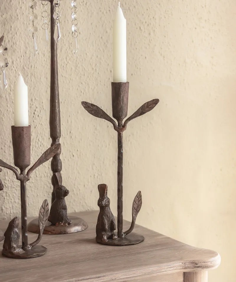 Rabbit & Leaf Candleholder Medium
