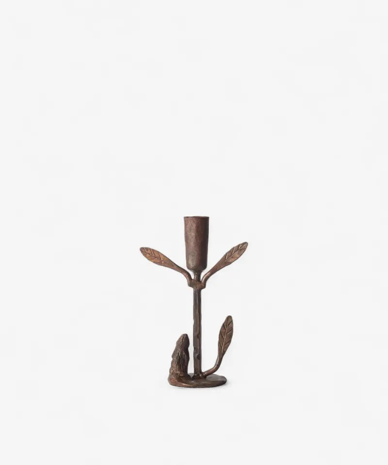 Rabbit & Leaf Candleholder Small