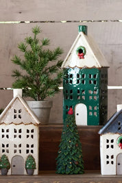 FRENCH COUNTRY Christmas Tea Light House With Wreath