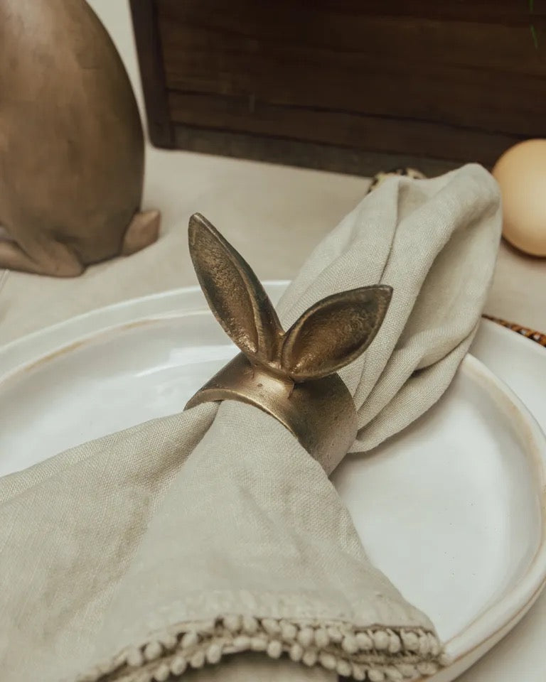 Rabbit Ears Napkin Ring Antique Brass