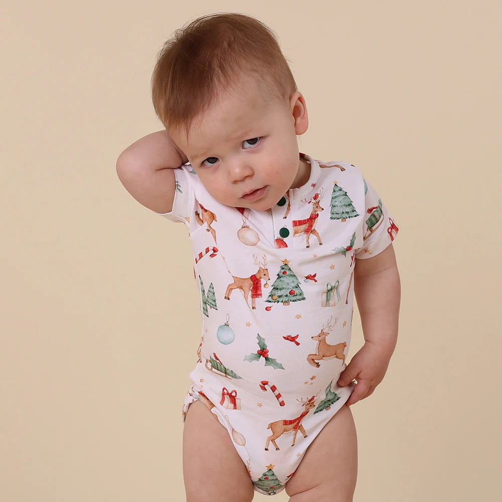 SNUGGLE HUNNY Prancer & Friends Short Sleeve Organic Bodysuit