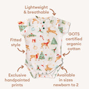 SNUGGLE HUNNY Prancer & Friends Short Sleeve Organic Bodysuit