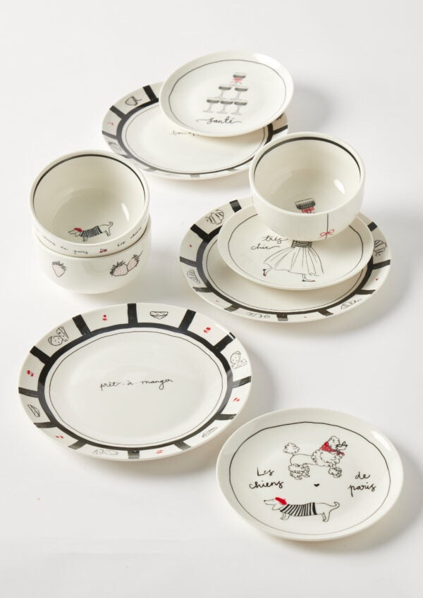 Bistro Blanc Petite Plate 3 Asst Designs
