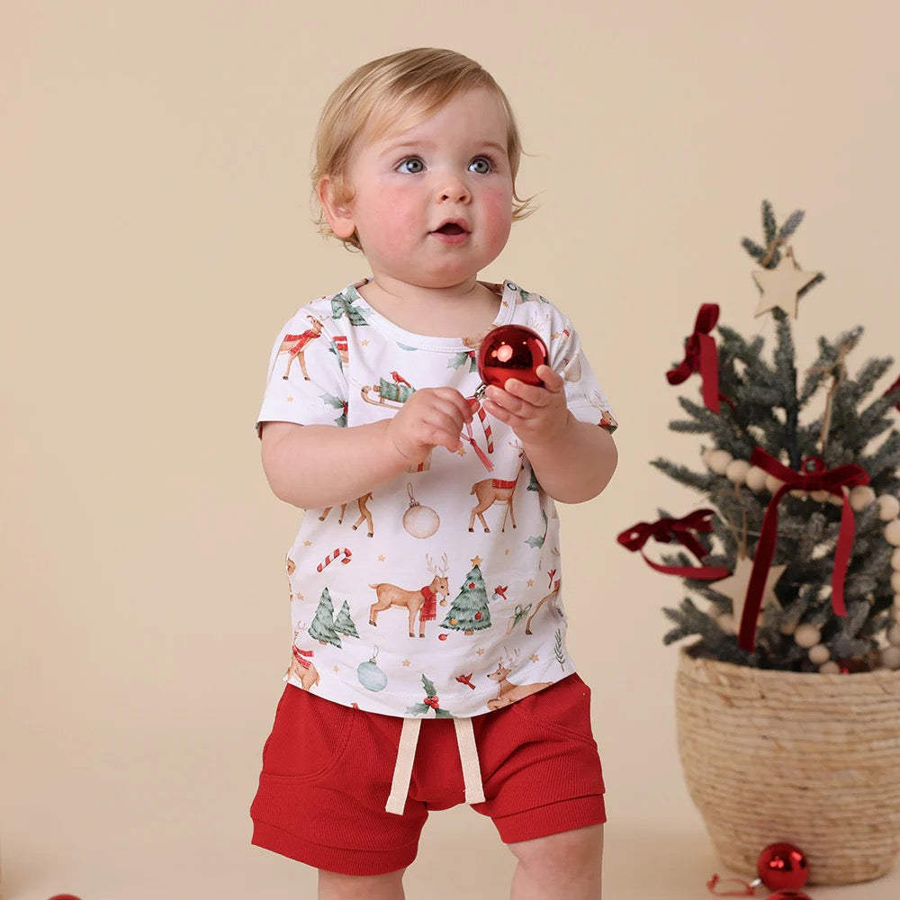 SNUGGLE HUNNY Red Organic Shorts