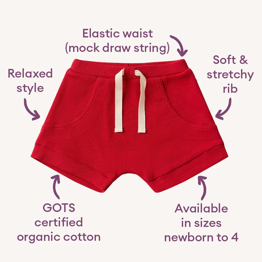 SNUGGLE HUNNY Red Organic Shorts