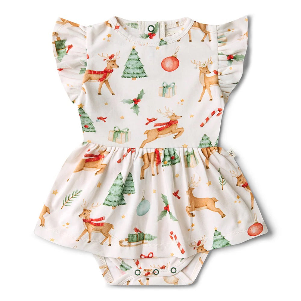 SNUGGLE HUNNY Prancer & Friends Short Sleeve Organic Dress