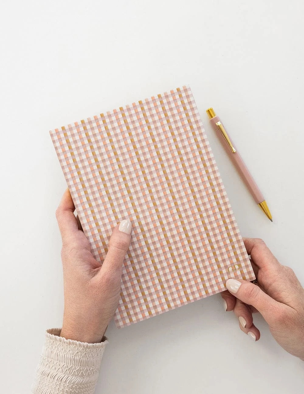 Bespoke Letterpress Primrose Gingham Notepad Desktop Jotter