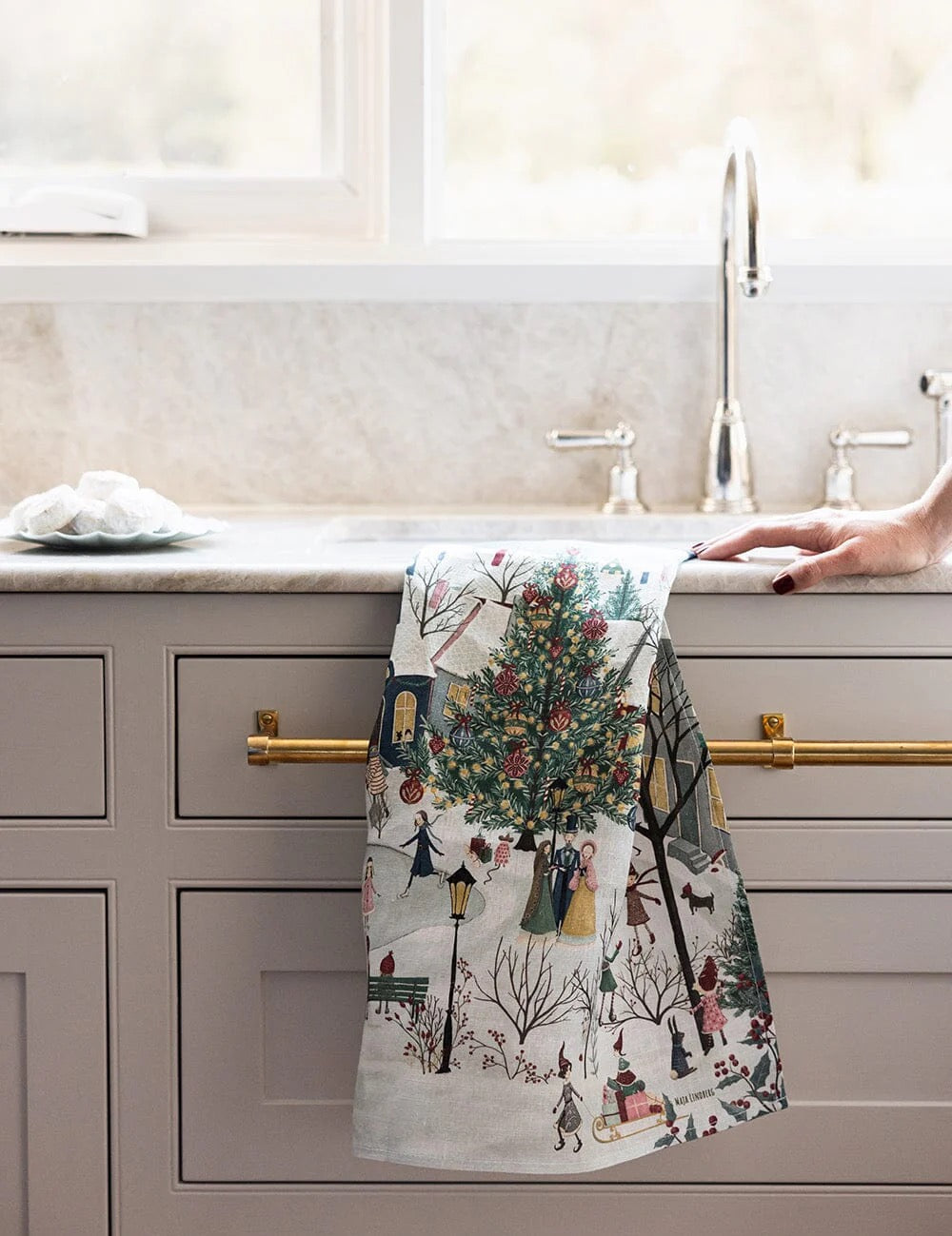 BESPOKE LETTERPRESS The Xmas Village Tea Towel