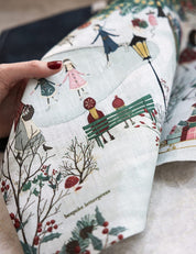 BESPOKE LETTERPRESS The Xmas Village Tea Towel