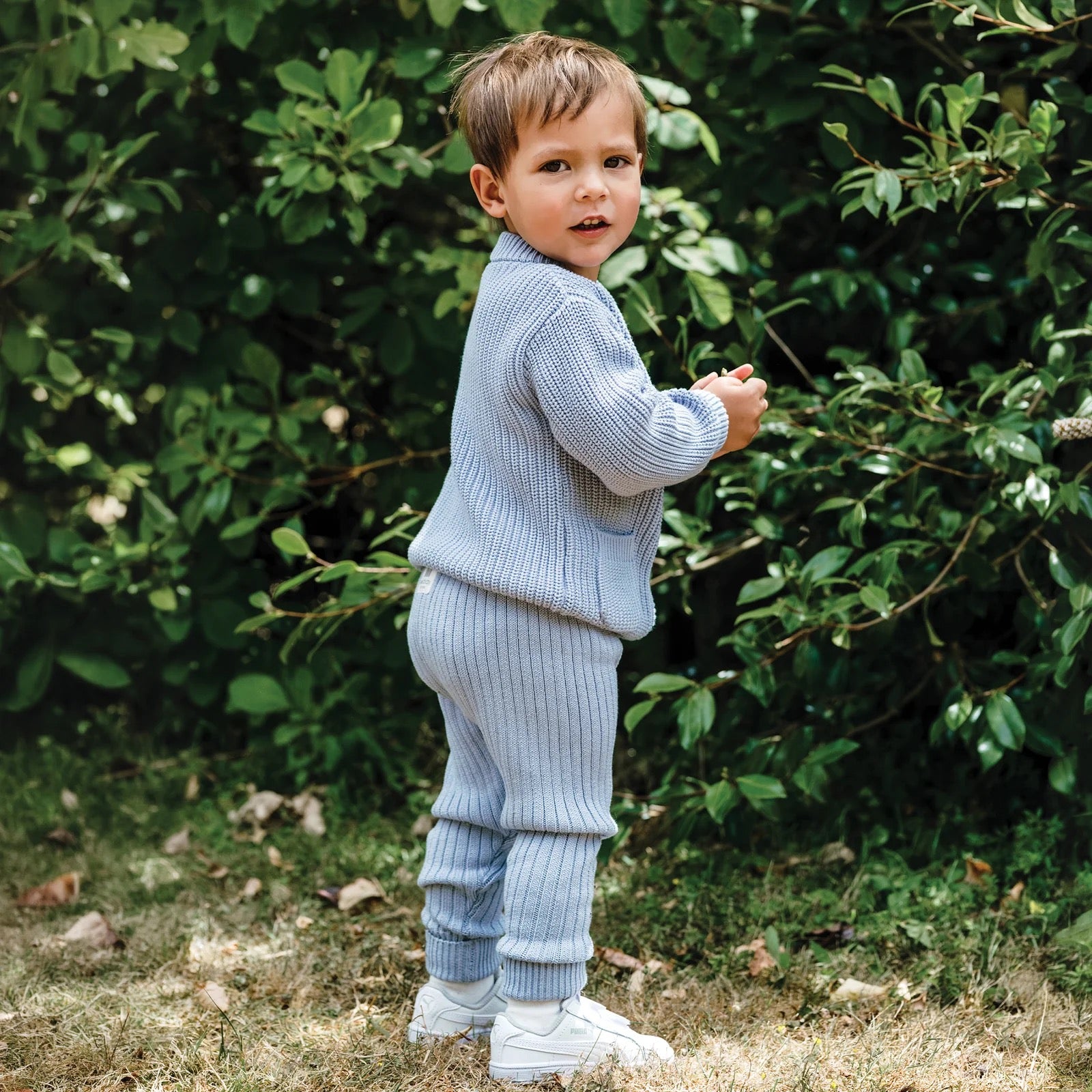 Chunky Rib Knit Pant Sky Blue