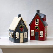 Alsace Tea Light House Cottage Red with Wreath