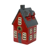 Alsace Tea Light House Cottage Red with Wreath