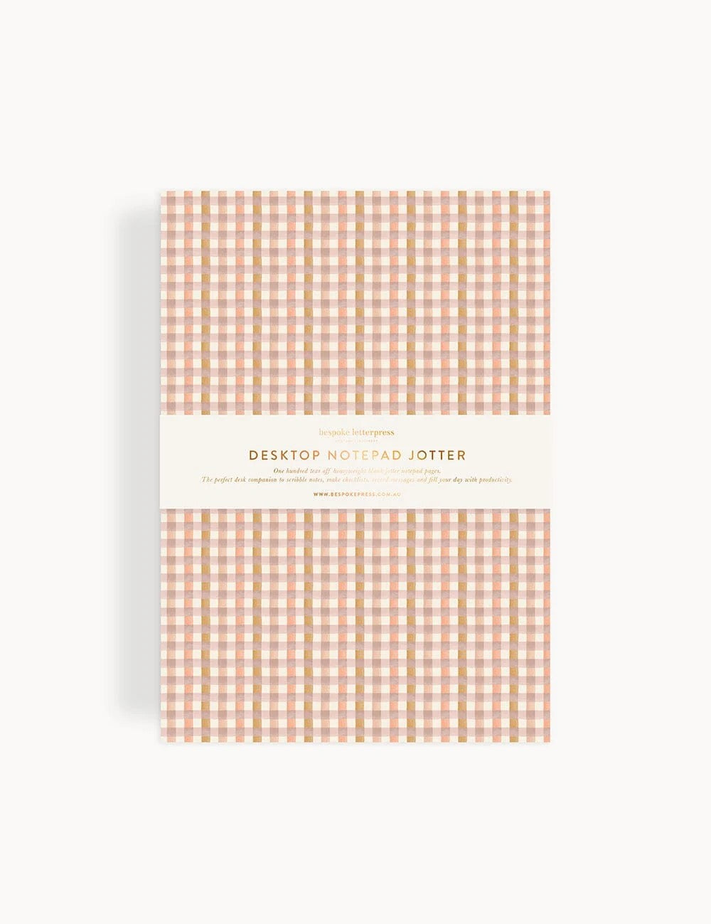 Bespoke Letterpress Primrose Gingham Notepad Desktop Jotter