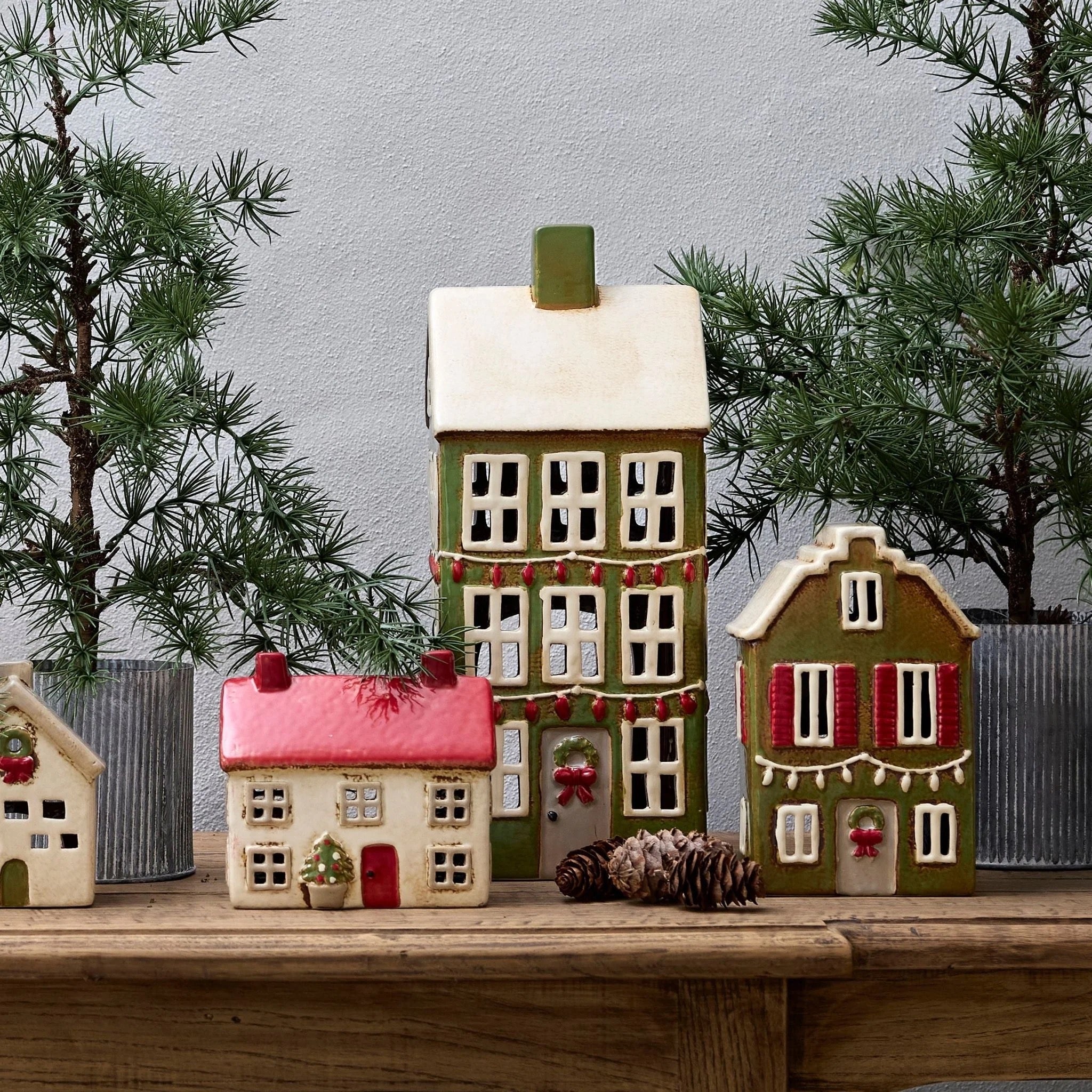 Alsace Tea Light Grande Chalet Christmas Green