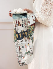 BESPOKE LETTERPRESS The Xmas Village Tea Towel