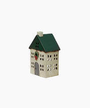 Christmas Tea Light House Green with Wreath Small