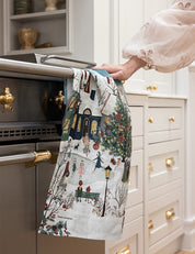 BESPOKE LETTERPRESS The Xmas Village Tea Towel