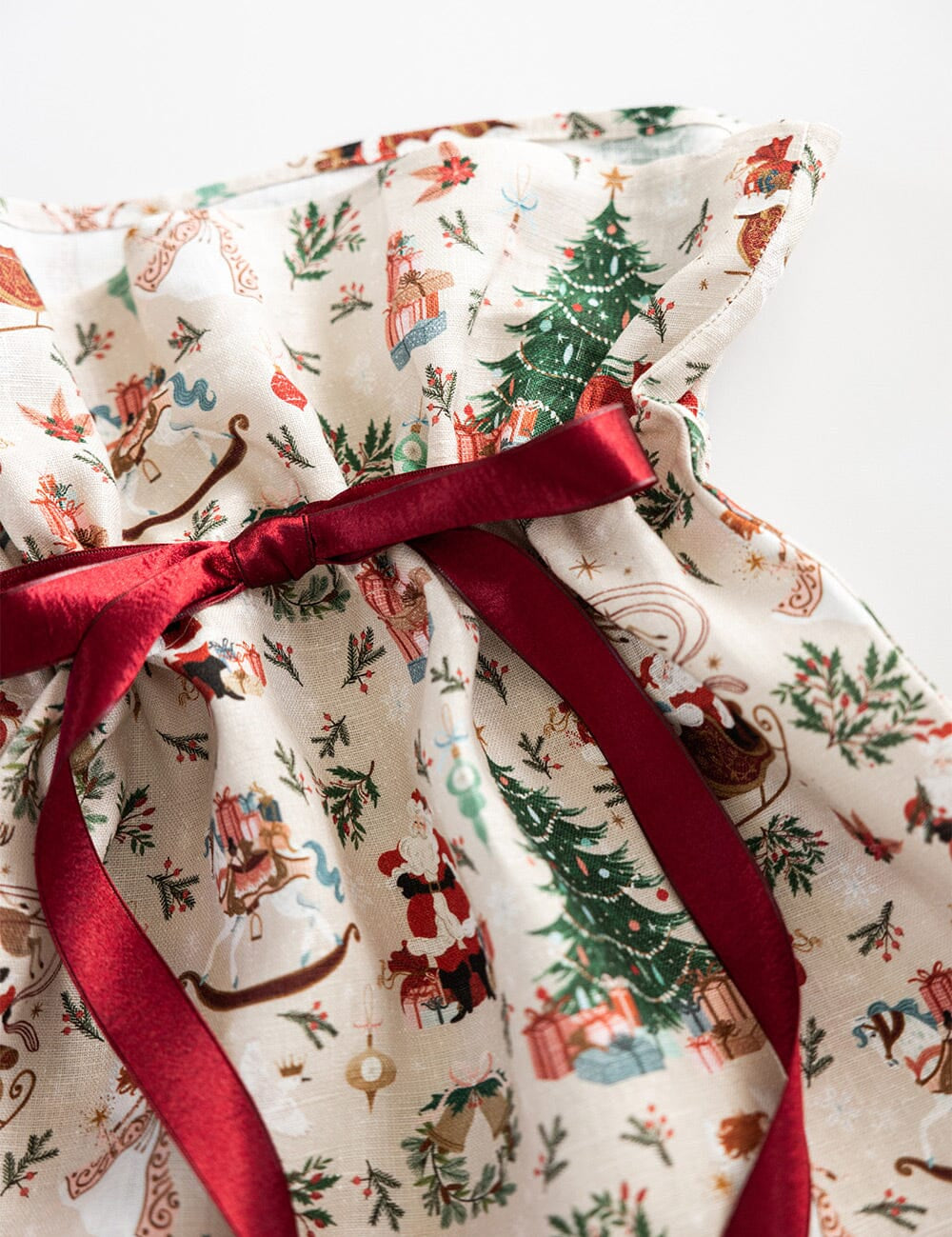 Bespoke Jolly Santa Linen Santa Sack