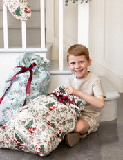 Bespoke Jolly Santa Linen Santa Sack