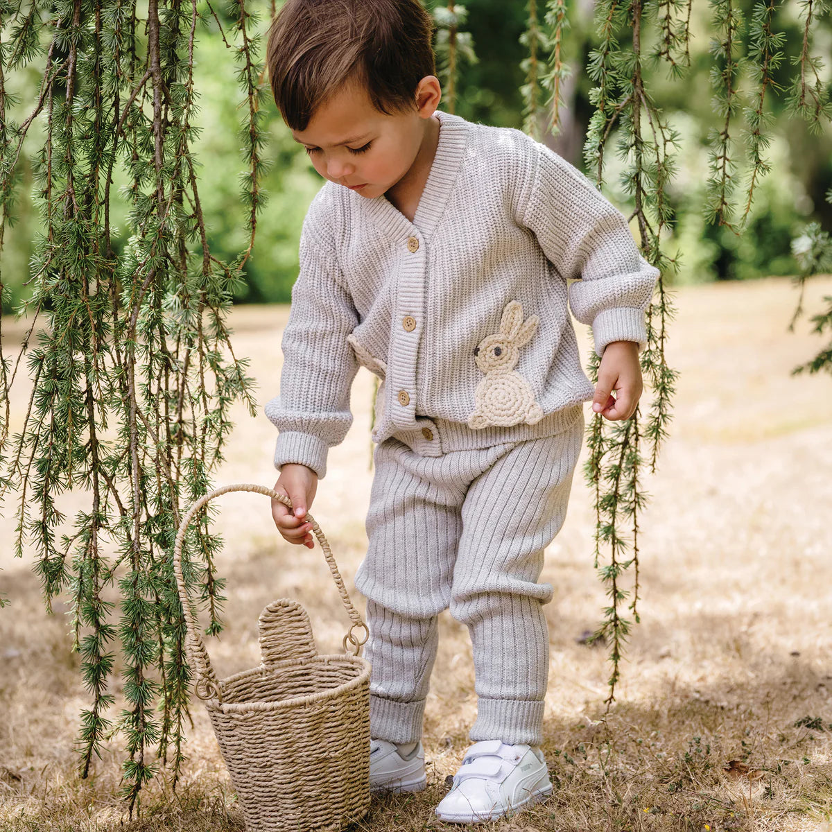 Kynd Baby Organic Chunky Rib Knit Pant - Snow Marle