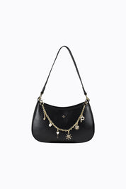 Larue Scoop Bag with Chain - Black PU Gold