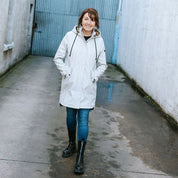 MOKE Billie Women's Rain Coat - Ice Crystal with Big Cat Blur