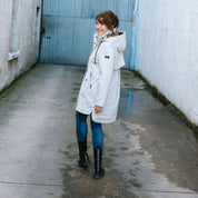 MOKE Billie Women's Rain Coat - Ice Crystal with Big Cat Blur