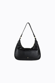 Millie Scoop Shoulder Bag with Buckle - Black Croc Gold