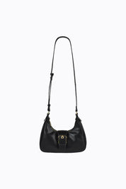 Millie Scoop Shoulder Bag with Buckle - Black Croc Gold