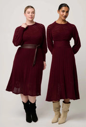 Once Was Mirelle Wool Blend Knit Dress in Bordeaux