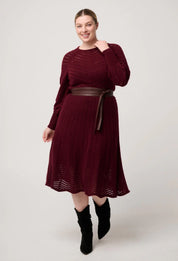 Once Was Mirelle Wool Blend Knit Dress in Bordeaux