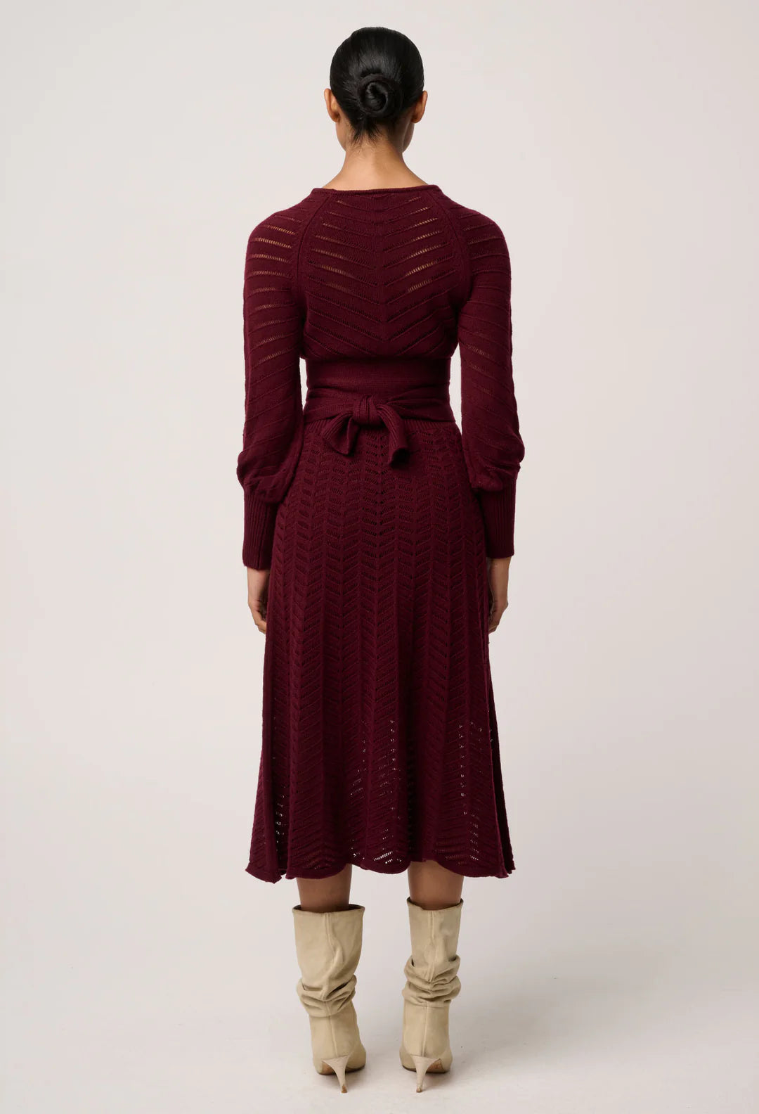 Once Was Mirelle Wool Blend Knit Dress in Bordeaux
