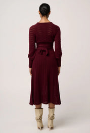 Once Was Mirelle Wool Blend Knit Dress in Bordeaux