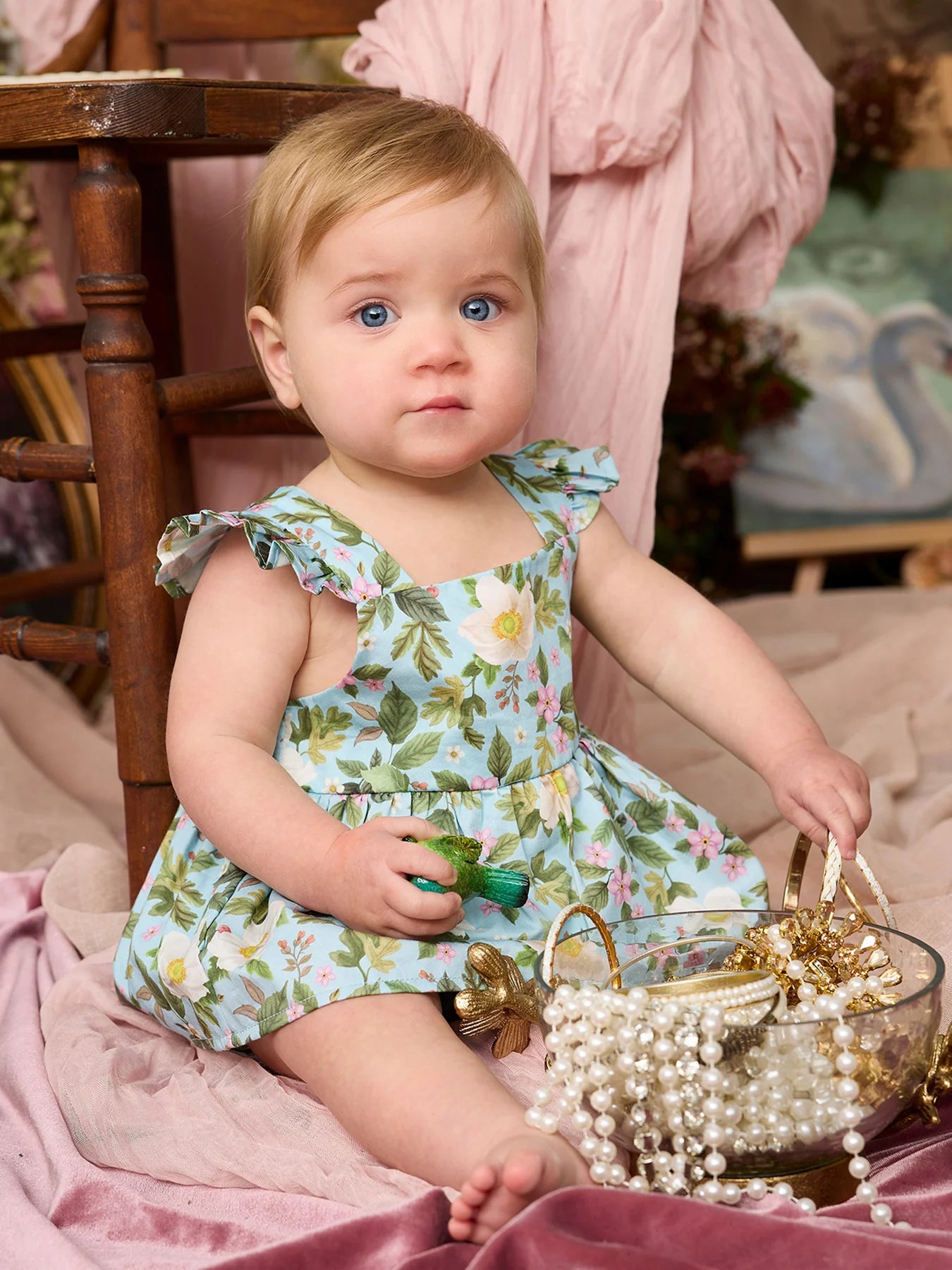 Heirloom Treasures Esme Skirt Bodysuit in Soft Teal