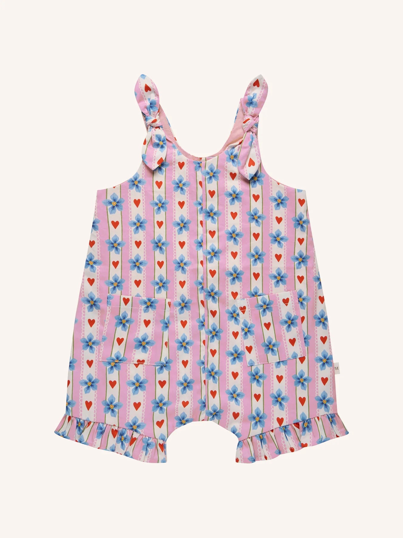 ‘Heirloom Treasures’ Heart Tie Romper in Heart Stripe