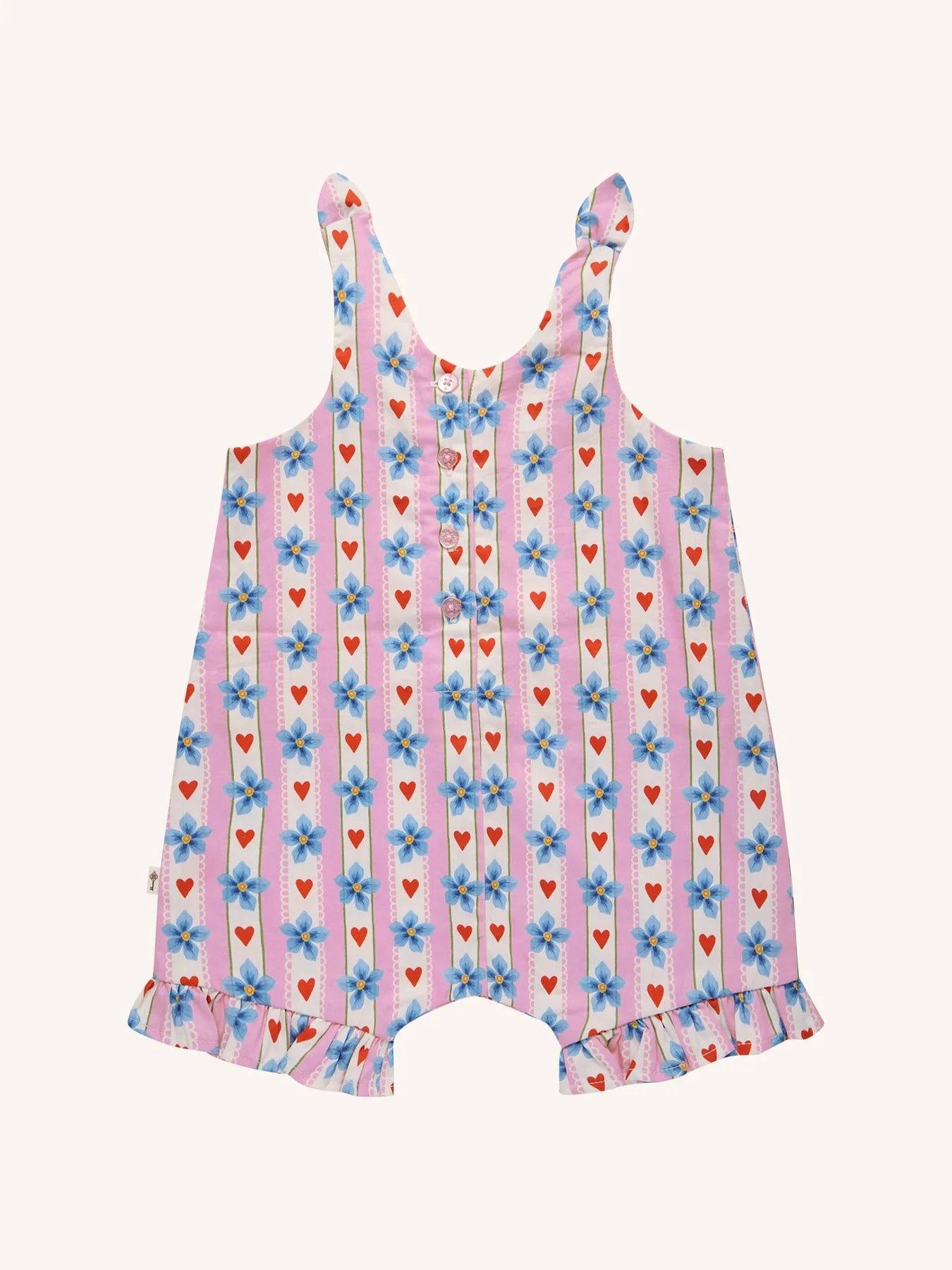 ‘Heirloom Treasures’ Heart Tie Romper in Heart Stripe