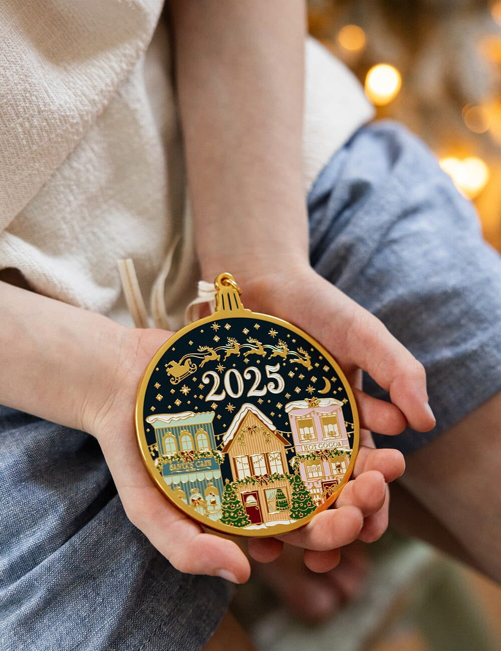 Bespoke 2025 Christmas Village Enamel Ornament