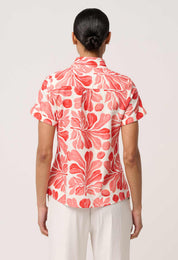 Giselle Viscose Linen Trim Detail Top in Soleil Pavilion