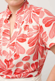 Giselle Viscose Linen Trim Detail Top in Soleil Pavilion
