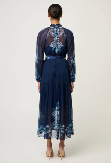 Once Was Sloane Viscose Chiffon Placement Print Midi