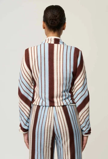 Delray Reversible Linen Viscose Jacket in Nautilus Bloom / Iridescent Stripe