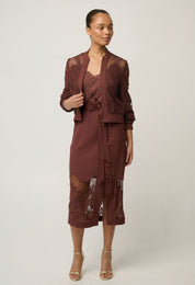 Solene Cotton Blend Lace Bomber in Rosewood