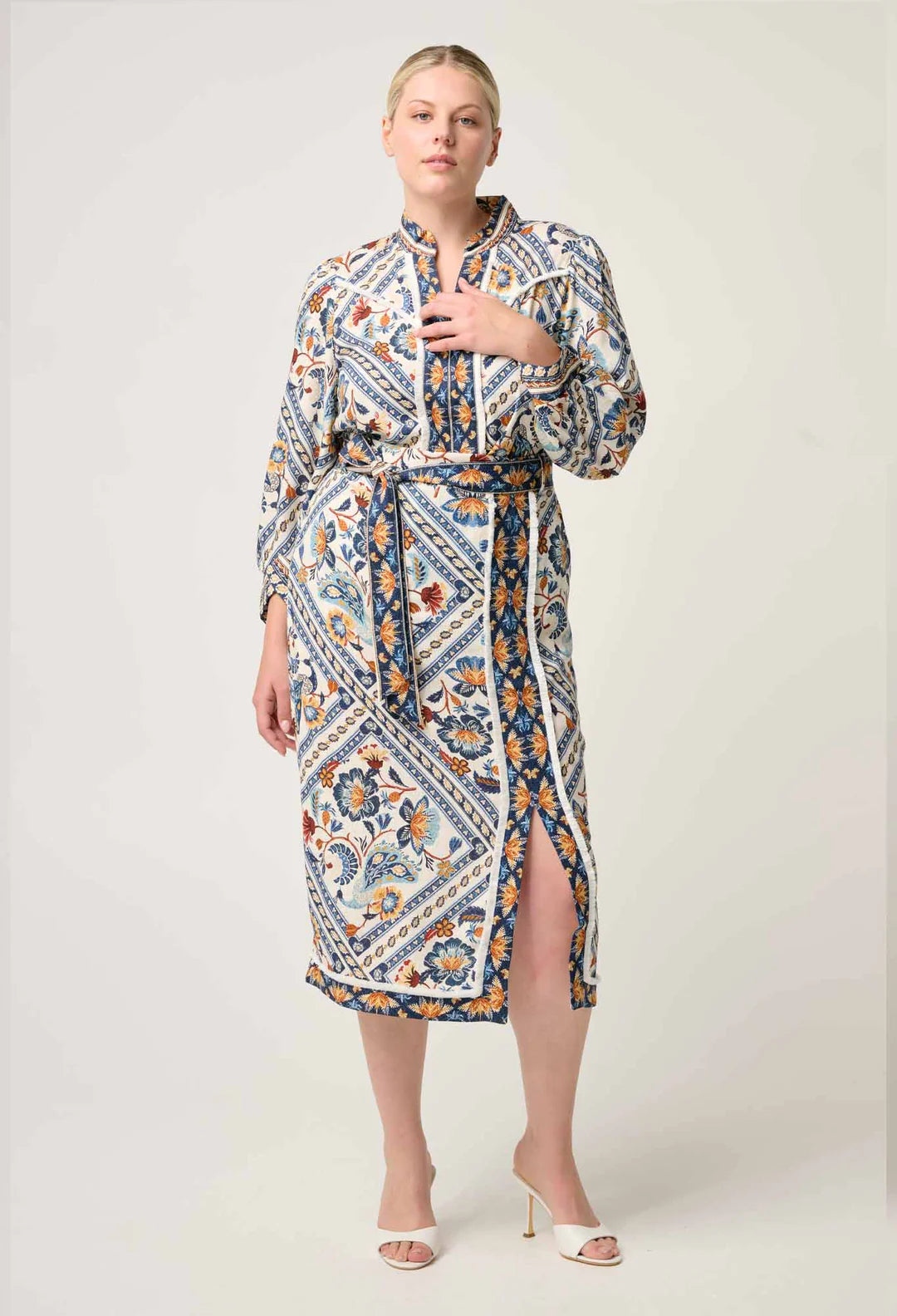 ONCE WAS Zenobia Linen Viscose Printed Fringe Midi Skirt