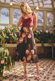 Iris Pleated Skirt in Sunset Orchid