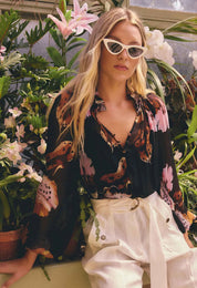 Maris Sheer Viscose Chiffon Blouse in Sunset Orchid